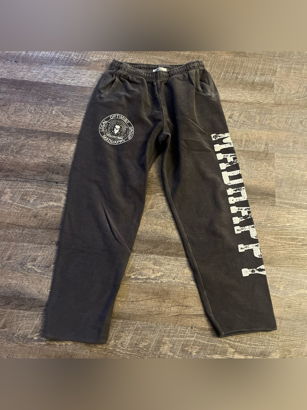 Madhappy Local Optimist Group Textured Sweatpants Gray Women’s Sz Small Wide Leg